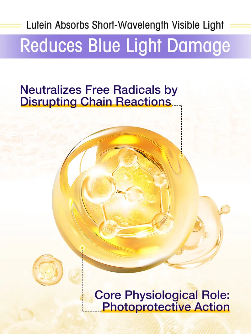 Product Introduction of Tyillo Blueberry Lutein Ester Complex Tablets,Support eye health,Nutrition & Wellness-with Lutein ester 10.1mg, zeaxanthin 2mg-Take care of your eye health,Moisturize the eyes,Suitable for daily dietary vitamin supplementation-60 Tablets. 6