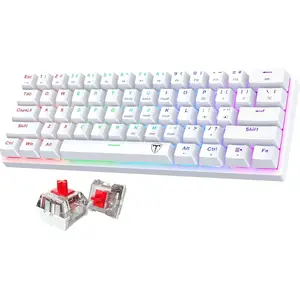 Portable 60% Mechanical Gaming Keyboard, Wired  Keyboard with Red Switches,18 LED BacklitKeyboard,61  Ultra-Compact Mini OfficeKeyboard for PC//,Easy to Carry  Trip-White