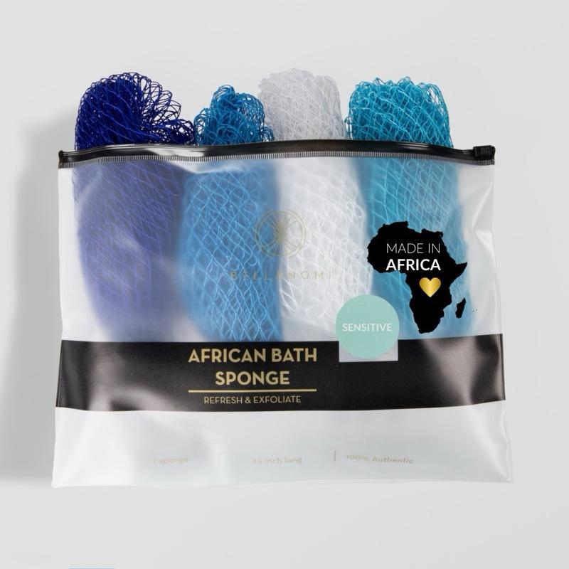 4 Pack African Exfoliating Net Sponge Bundle, Best Value for Sensitive Skin, Ethically Sourced From Nigeria, bath sponge