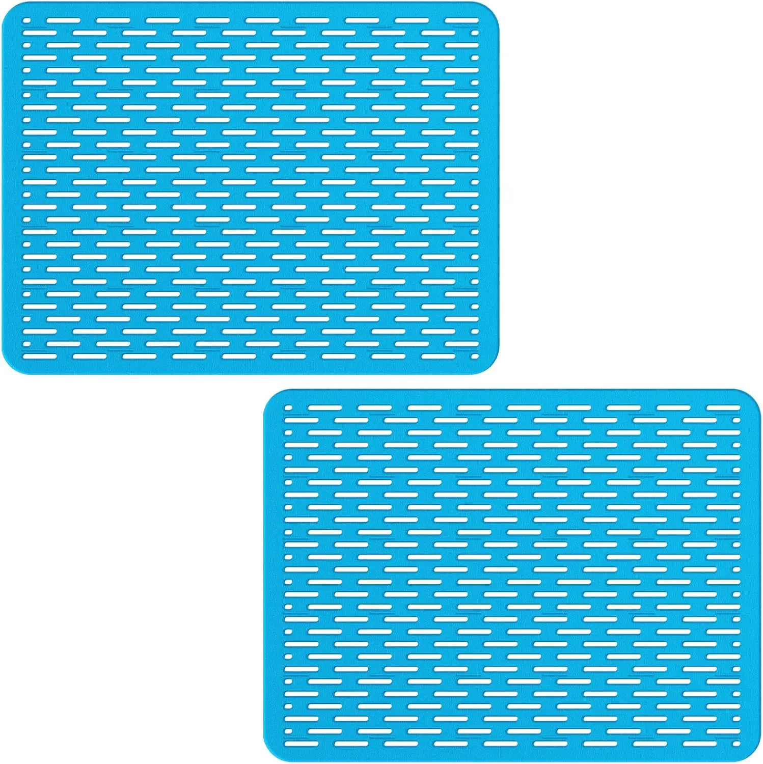 Mesh Sink Mat, 15.7 x 11.8inch Sink Prtector Mats for Kitchen Sinks, PVC  Sink Protectors for Bottom of Sink, Fast Draining, Easy Cleaning, Clear Blue