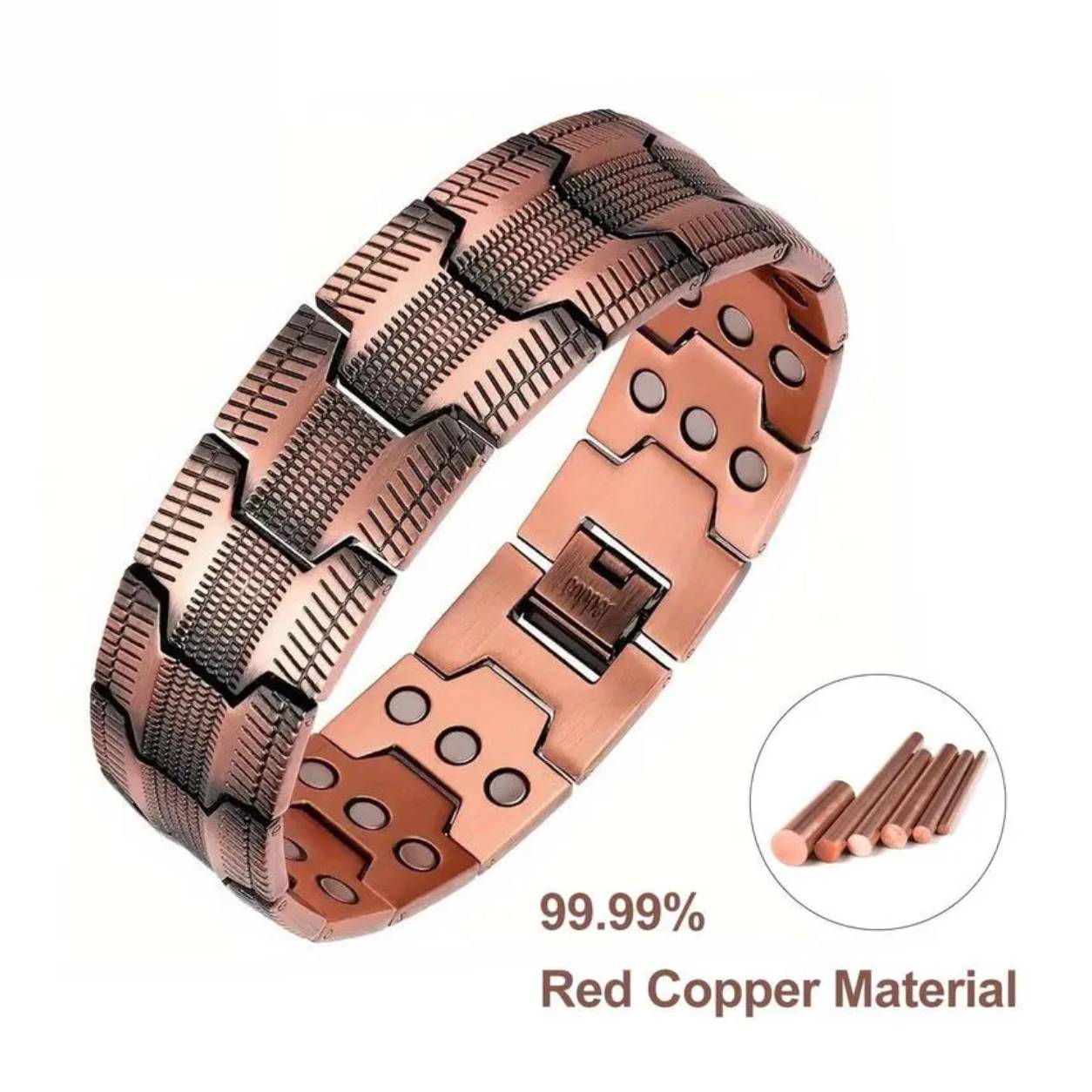 DearYou Studio B Copper Magnetic Bracelets for Men, 99.99% Pure Copper Bracelet with 3 Row Neodymium Magnets,Men's Jewelry Gifts