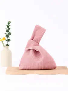 Classic Corduroy Striped Casual Simple Women's Vest Style Asymmetrical Soft Wrist Bag Fashion Versatile Handbag