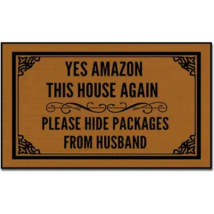 Yes Amazon This House Again Please Hide Packages from Husband Winter Doormat Outdoor Entrance, Door Mat Funny Anti-Slip Fall Front Door Mats