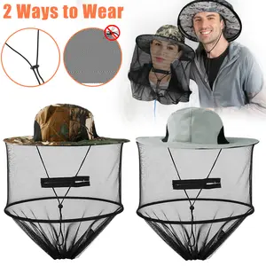 Anti-Mosquito Bee Bug Insect Bites Mesh Head Net Midge Hat Cap Sun Protector for Fishing Hiking Camping Gardening