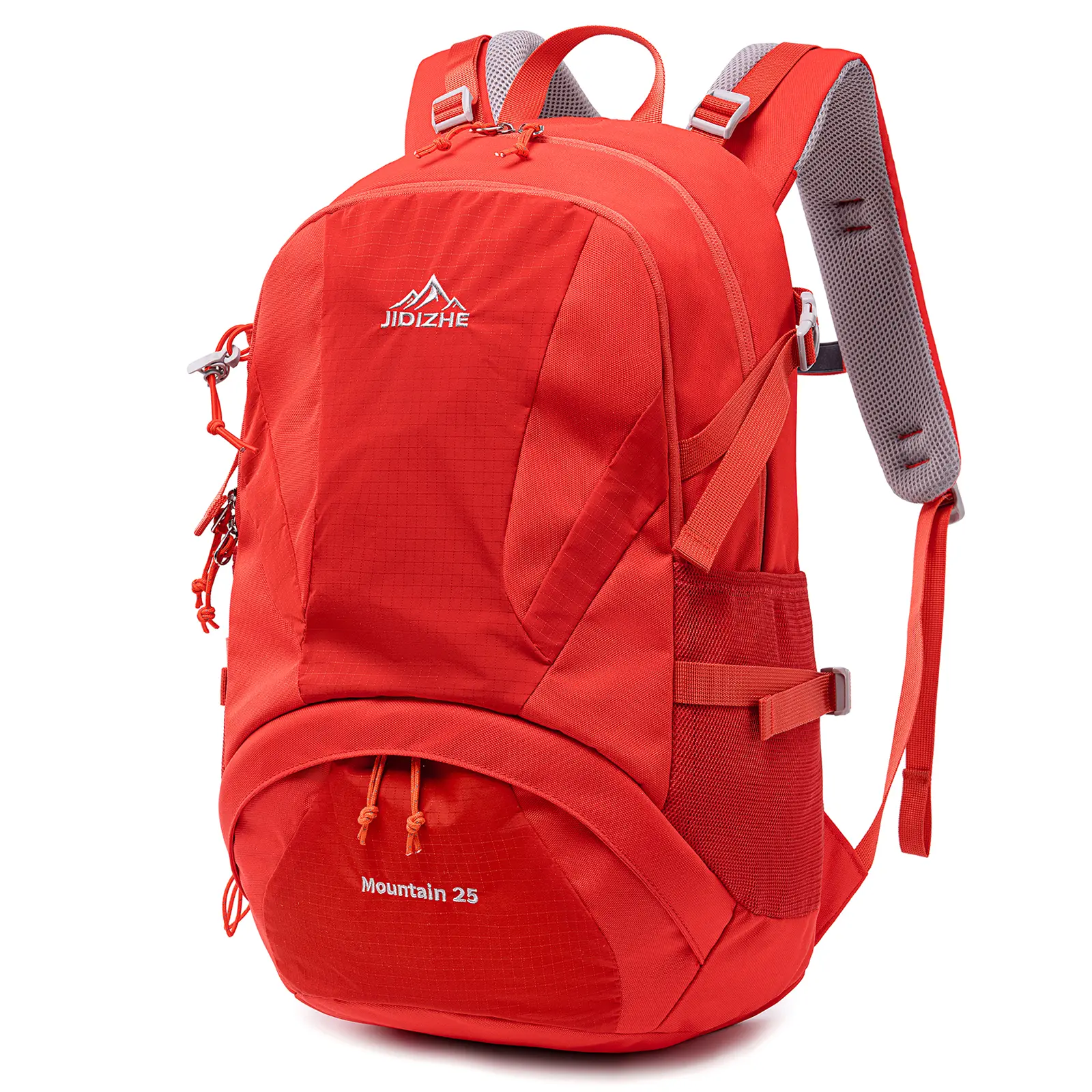 25L Waterproof Hiking Backpack with Rain Cover, Lightweight Design, Adjustable Chest Strap & Breathable Backpad for Men, Women Hiking, Camping(Red)