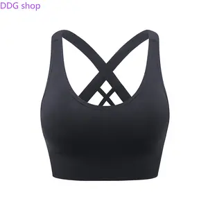 Women's Cross-Back Sports Bra - Breathable, Comfortable Workout Tank Top with Built-in Chest Pads, Supportive for Yoga, Running, Gym Training