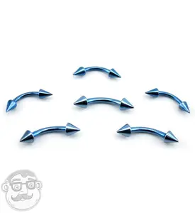 Light Blue PVD Spiked Curved Barbell