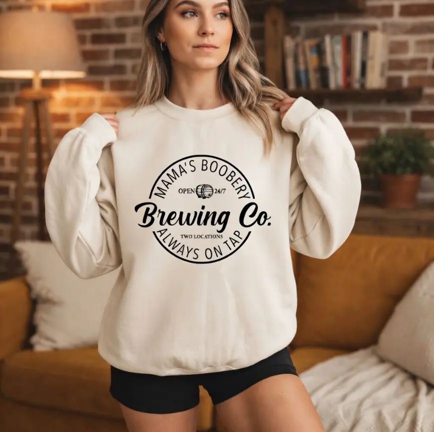 Brewing Co Sweatshirt, T-shirt, Hoodie, Funny Breast Feeding Crewneck Sweater Mama's Boobery Pullover New Mom Tee Mother's Day Gift