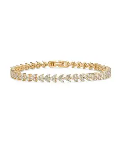 gifts girlfriend 14K Gold Plated CZ Trinity Tennis Bracelet for Women | Dainty Three Row Cubic Zirconia Bracelet | Elegant Stackable Jewelry Gift