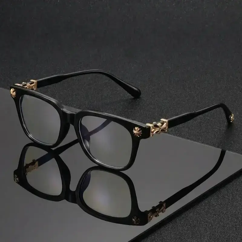 Men's Square Frame Eyeglasses - Casual Fashion Frames, Lightweight Metal Design, Anti-Blue Light Plain Lenses, Versatile Year-Round Fashion Accessory Eyewear