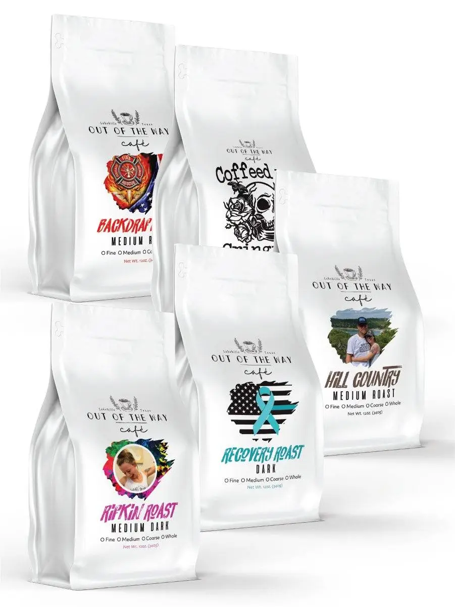 Out of The Way - 12oz. 5 Bag Bundle - Coffee Roast Variety Pack - 5 Freshly Roasted Bags of Coffee