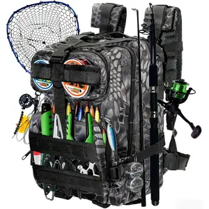 Lightweight Fishing Tackle Backpack Professional Water-Resistant All-in-One Rod Holder & Gear Storage