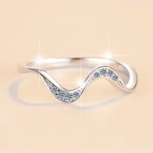 Minimalist Wave Cube Zirconia Couple Ring - Perfect Engagement Wedding Anniversary Gift