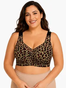 SUPRAFOX Women's Nylon Wireless Jelly Bra, Plus Size Seamless Full Coverage No Underwire Bralette, Buttery Soft Supportive Comfort Bra for Everyday Office, Workout Use deep v