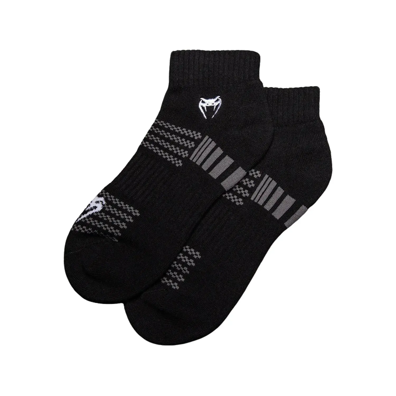 Venum Vector Athletic Ankle Socks, Quick-Dry Moisture Wicking Fabric with a Supportive Fit for Athletes, Black/Grey, Moisture Wicking Socks, Athletic Socks