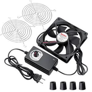 Wathai 120mm x 25mm AC Powered Computer Fan with AC Plug 110V 120V 220V 240V Variable Speed Controller 3V to 12V, for Biltong Box Greenhouse Receiver Amplifier Xbox DVR PlayStation Component Cooling