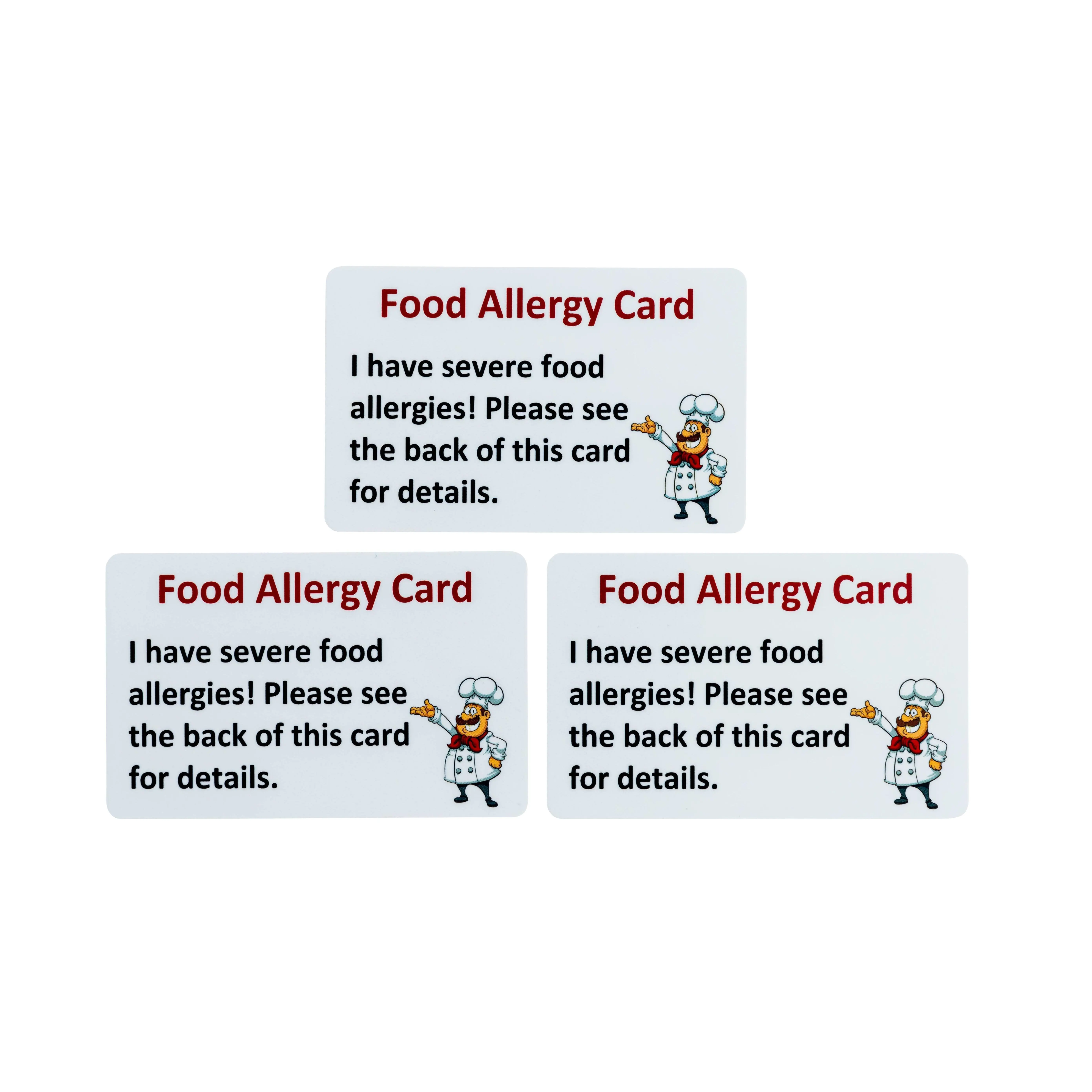 Secure ID Write on Food Allergy Cards 3 Pack - Customizable Allergy Alert Cards for Easy Sharing & Personalization - Made in USA