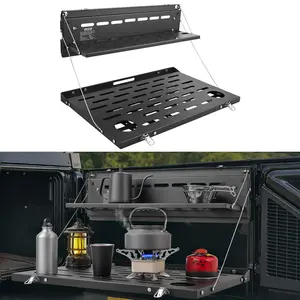 VEVOR Tailgate Table, for 2021-2026 Ford Bronco 4 Door Hardtops (Exclude Bronco Sport), 88 lbs, Carbon Steel Foldable Molle Panel Double-Layer Drop Down Table, Rear Door Cargo Storage Rack Shelf Luggage Holder Carrier Camping Accessories, Folding Tables,