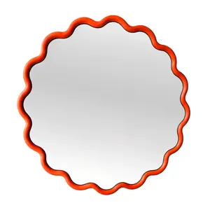 Round Wave Mirror Decor - Premium Wood & Glass Decor