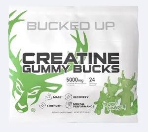 Bucked Up Gummies - 5,000mg Gluten Free Chewable Supplement with Tropic Thunder, Raspberry Blitz, Melon Madness, Knockout Punch & Blue Blast Flavors  gummies Women's Micronized Monohydrate Creatine Powder