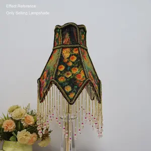 Fabric Table Lamp Shade, Two Styles Available, Sharp Corner Hexagon Design, Hanging Decorative Lampshade, Bedroom Living Room Study Decoration, Flower Design Lamp, Home Decor Light