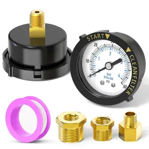 0~60Psi Plastic Frame 1/4" NPT Start and Clean Filter  Gauge,Suitable for Swimming Pool, , Aquarium (0-60Psi/0-4BAR/KIT, Center  Mount)