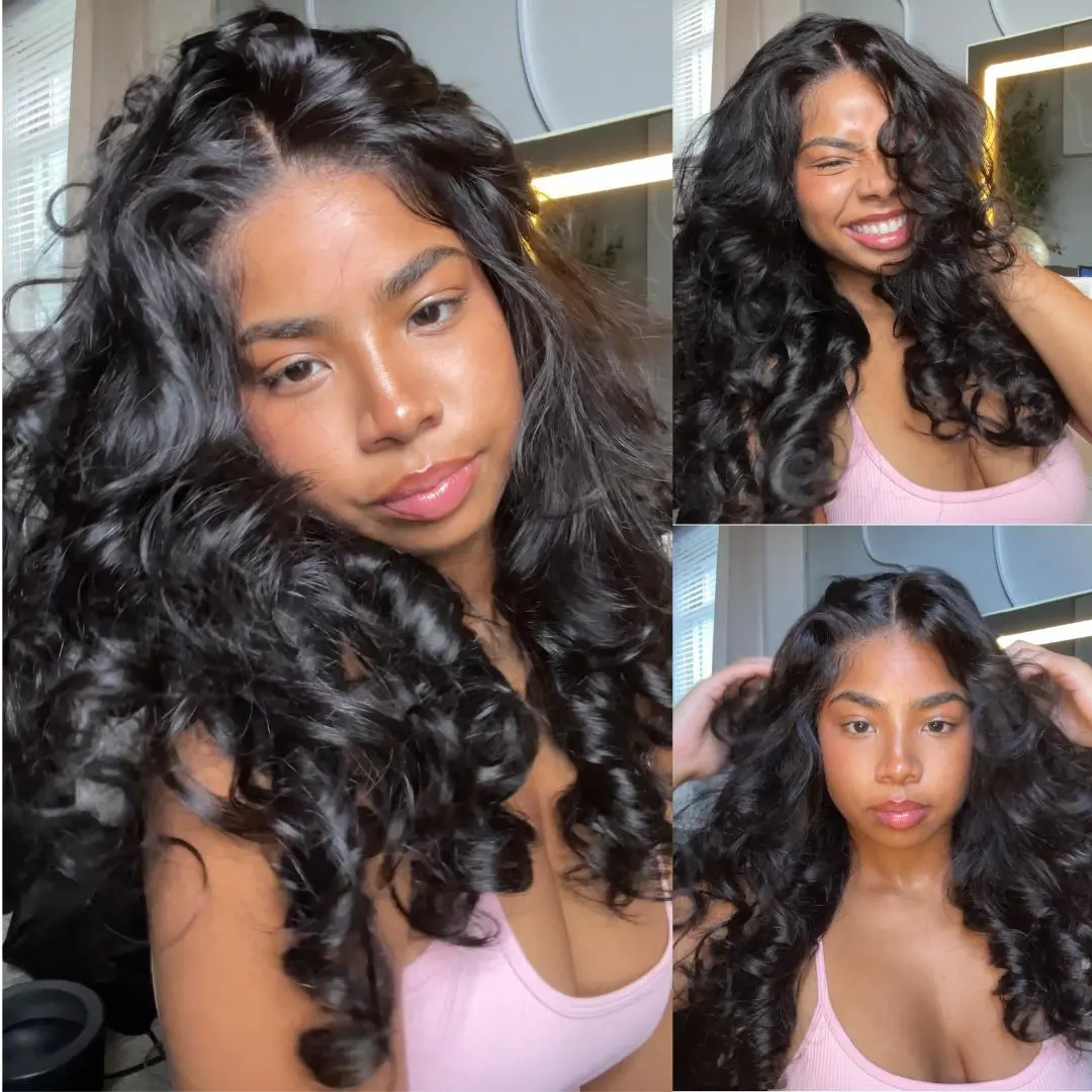 Sunber 13x4 HD transparent Lace Front wigs Human Hair Pre Bleached Tiny Knots Glueless Ready To Wear Body Wave With Drawstring Natural Black Lace Frontal Summer Wig DealsForYouDays