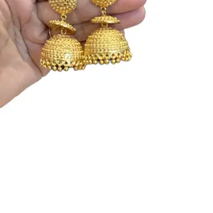 Traditional Pinjada Jumka Earring - Gold Color, Round Shape, with Intricate Design, Perfect for Special Occasions