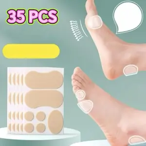 35 PCS Blister Pads for Feet, Invisible Moleskin Patches for High Heels & New Shoes, Multi-size Anti-Friction Heel Protectors for All-Day Comfort ✨Waterproof foot patches for hiking Multi-size moleskin padding