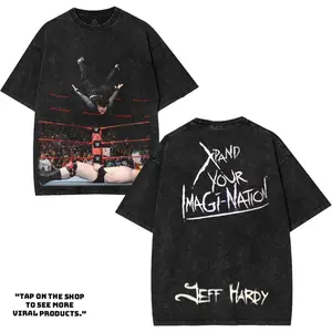 Jeff Hardy Magination - WWE4U Edition Double Printed Oversize Lightweight Acid Washed Tee Vintage WWE4U Fans TV Series Graphic Design Top Cotton Wrestling Streetwear T-Shirt Clothes Menswear Womenswear.