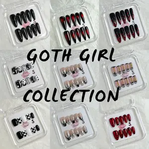 NailHaven|  Goth Girl Collection - 10pcs Handmade Press-On Nails - Glossy Finish - Cool Gothic Nail Designs for Edgy Style