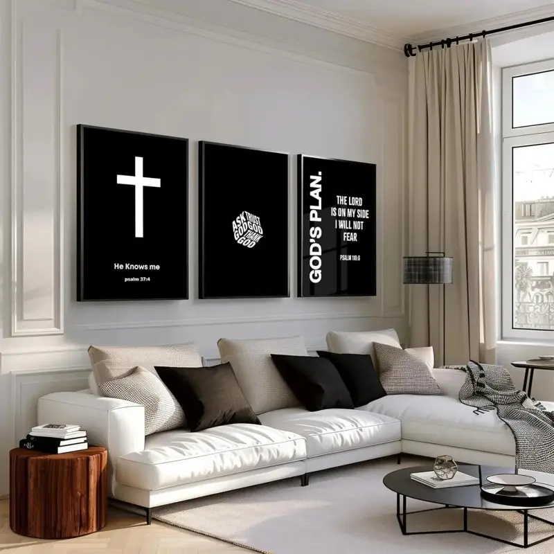(3 Piece Set) God Religion Son Of God Jesus Cross Holy Light Whitepaper Poster HD Quality Poster Wall Art Canvas Painting Study Room Wall Decor Frameless Modern Home Decoration Art Print Religious Wall Art
