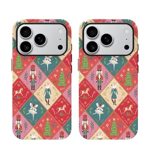 Merry Christmas Nutcracker Holiday Red and Green 2-in-1 Phone Case, Protective Cover for iPhone 11 12 13 14 15 16 17 Pro Max Pro Plus, Compatible with Samsung Galaxy S25 S24 S23 Ultra Local Personalized