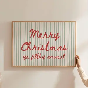Merry Christmas Ya Filthy Animal Print, Retro Holiday Wall Art, Festive Poster For Funny Christmas Decor, Download, Poster For Wall Art & Decor