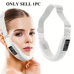1 piece home-use V-shaped facial contouring device, EMS microcurrent facial lifting machine,equipped with 8 modes and high-frequency vibration function, adjustable strap skin tighteningand slimming tool, suitable for facial contour shaping, skin tightenin