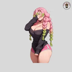 Anime Girl Pink Braids Sticker Shy Expression Cute Waifu Aesthetic Decal Laptop Phone Decor