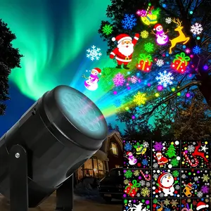 LED Christmas Projection Lamp with 16 Patterns for Home & Car Use Dynamic Stage Projector for Holiday Party Atmosphere, Indoor Outdoor Window, Ground, Roof, Wall, Holiday Projector for Xmas