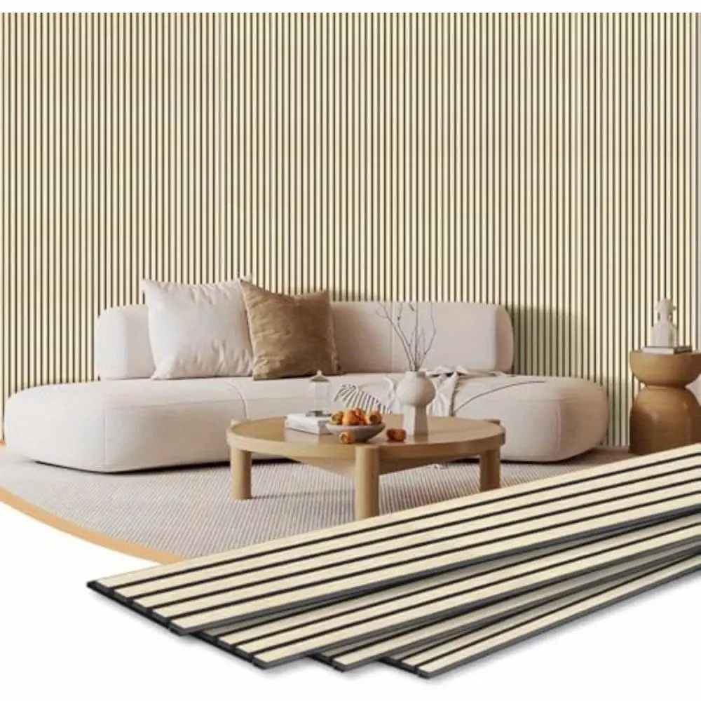 SUPEASY 4pcs Acoustic Wood Wall Panels, 94.48" X 7.87" Studio Quality Sound Absorption for Bedroom And Recording Studio