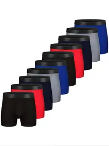 Men's Solid Color Trunk with Fly, Casual Fitted Comfy Breathable Underwear for Daily Wear, Underwear Boxers for All Seasons