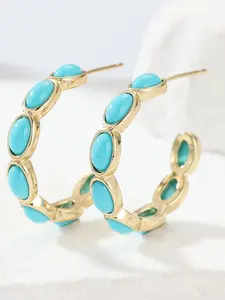 Bohemian Style Vintage Synthetic Turquoise Earrings, Bohemian Vibe Casual Jewelry Accessory for Women, Perfect Christmas Gift for All Seasons