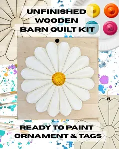 Dresden Quilt Block Christmas Ornaments | Paintable Quilt Kit Small Barn Quilt | Wood Gift Tags Gifts for Quilters & Sewers | Daisy Flower