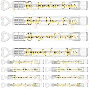 Wedding Mini Bubble Wands Bulk Heart Bubble for Wedding Guests Send Off Wand, Adults Bridal Shower Party Supplies, Valentine Anniversaries Celebration (120 Count, White Black, Love Forever)