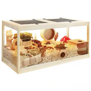 PROLEE Mesh Roof Hamster Cage Chewproof, 32"L x 16"W x 16"H Inches, Large Hamster Cages and Habitats, Openable Top with Mesh Top Solid Built, Access for Hamster Gerbil Mouse