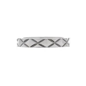 Pre-owned Chanel Matelasse Band Ring Platinum 3.5mm by Rebag