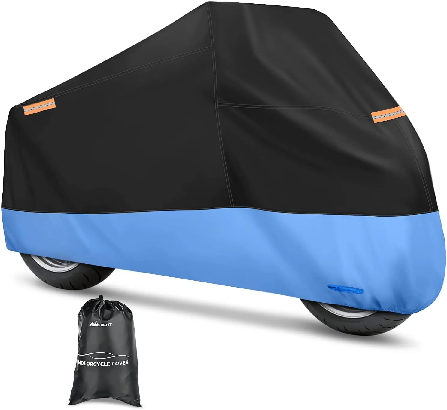 Nilight Universal Oxford Cloth Motorcycle Cover, All-Season Waterproof Durable UV-Protective Motorcycle Accessory with Lock-Hole, Reflective Strips, Storage Bag, Fits up to 116" Vehicles, Motorcycle Accessories
