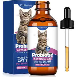Liquid Probiotics for Cats with Prebiotics & Collagen, Digestive Health Supplement for Constipation, Diarrhea Relief & Immune Support, Skin and Coat Stool Softener, Chicken Flavor, 2 fl oz