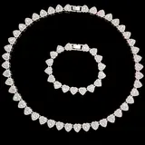【Black Friday】2-Piece Set 10mm Love Heart Shape Chain Necklace and Bracelet for Men and Women, Hip-Hop Iced-Out Bling Chain Necklace and Bracelet, Fashion Jewelry Set, Valentine's Gift, Jewelry Sets