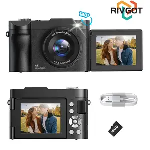 RIVGOT FHD 4K Digital Camera with 32G SD Card, USB Charging 16X Digital Zoom Camera, Portable Mini Camera for Teenagers Students Boys Girls, Point and Shoot Camera for Gifts, Teen Girl Gifts, Tech Gadgets, Gifts For Girlfriend