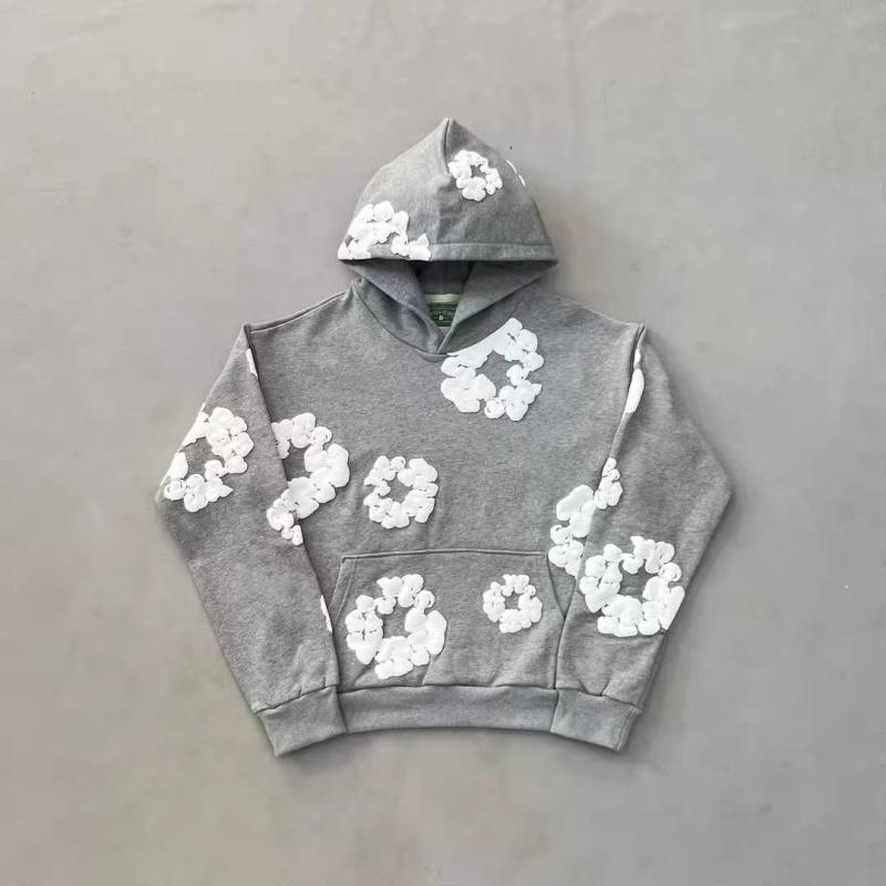 Denim Tears New Kapok Print Casual Pullover Hoodie & Casual Joggers | Unisex Couple Style Euro-American Trendy Sports Set | Summer Trendy Outfit