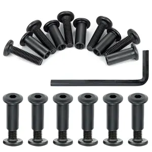 50 Sets M6x25mm Black Furniture Bolts & Barrel Nuts Kit for Beds, Woodwork, Connectors